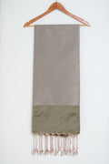 Sage Green & Blush Silver Floral Soft Silk Saree