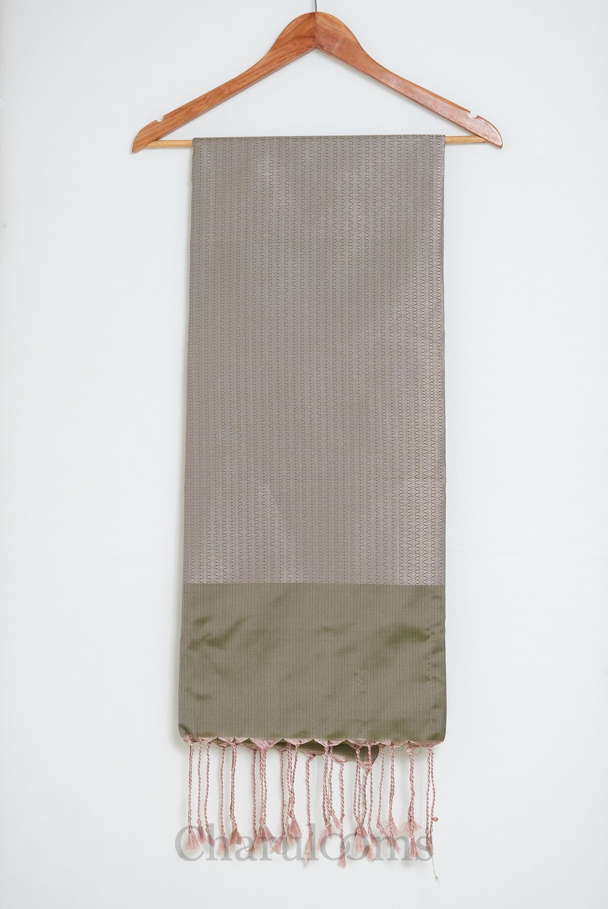 Sage Green & Blush Silver Floral Soft Silk Saree