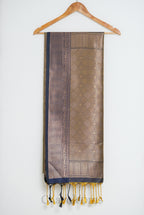 Olive Green & Navy Blue Antique Gold Soft Silk Saree