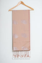 Blush Peach Silver Motif Soft Silk Saree