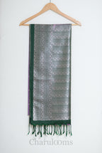 Lavender & Emerald Green Silver Zari Soft Silk Saree