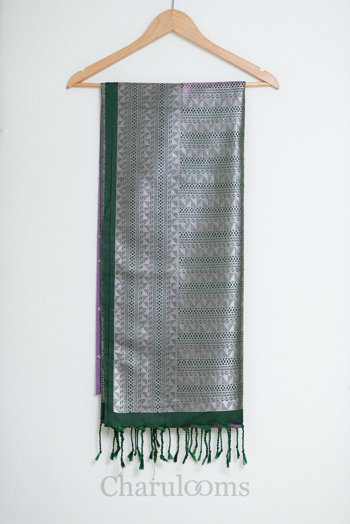 Lavender & Emerald Green Silver Zari Soft Silk Saree