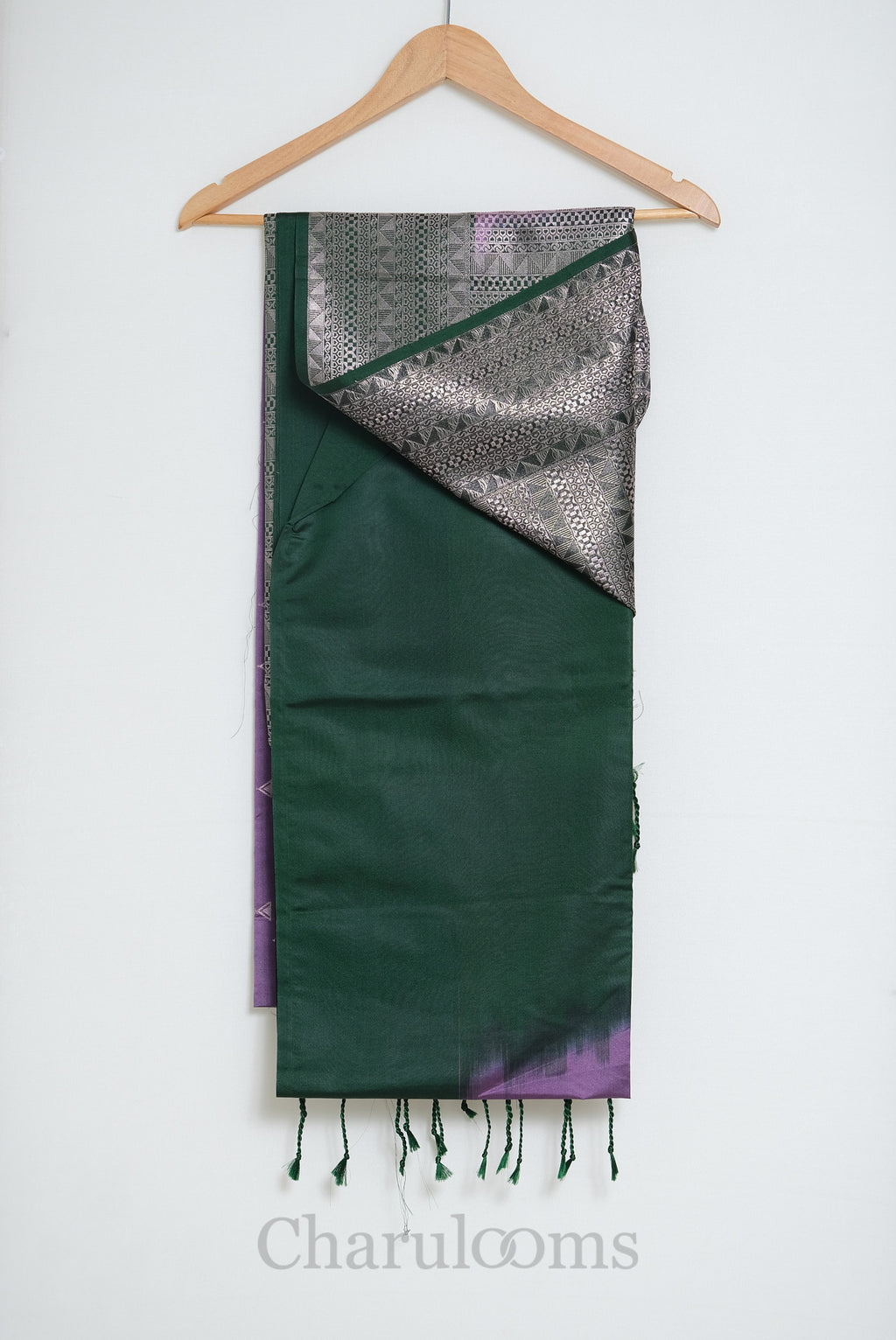 Lavender & Emerald Green Silver Zari Soft Silk Saree