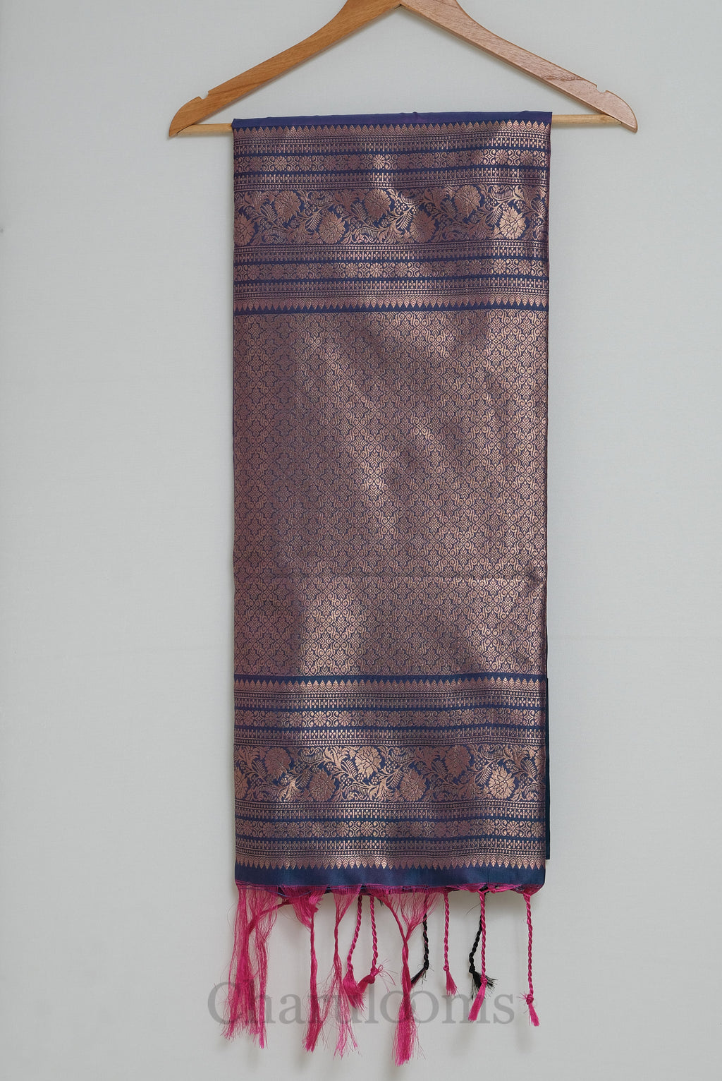 Rich Purple with Deep Teal Blue Gold Zari Soft Silk Saree