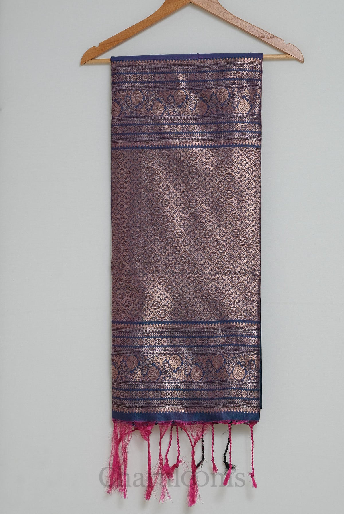Rich Purple with Deep Teal Blue Gold Zari Soft Silk Saree