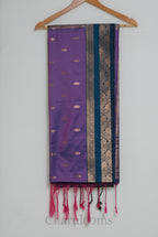 Rich Purple with Deep Teal Blue Gold Zari Soft Silk Saree