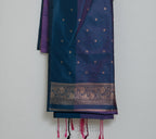 Rich Purple with Deep Teal Blue Gold Zari Soft Silk Saree