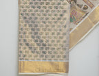 Ivory Tissue Cotton Saree with Kerala Mural Print & Gold Border