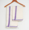 Purple Floral Border Kerala Set Mundu