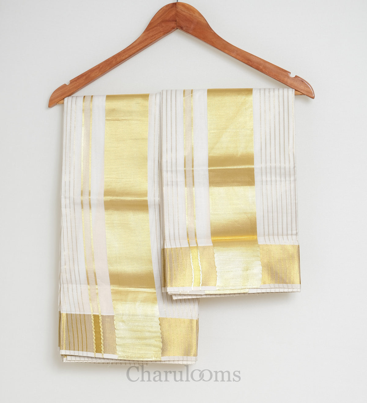 Gold Striped Premium Kasavu Cotton Set Mundu