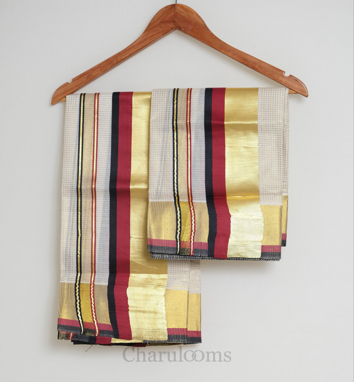 Black & Maroon Premium Kasavu Cotton Set Mundu