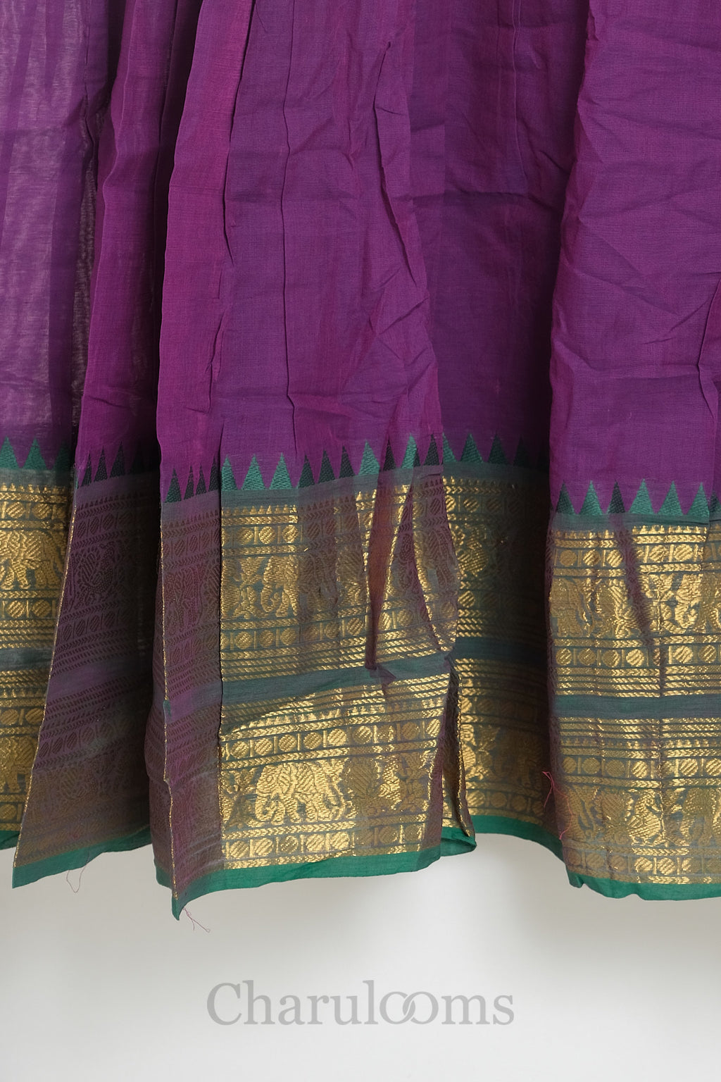Purple & Green Kanchi Cotton Dhavani Set