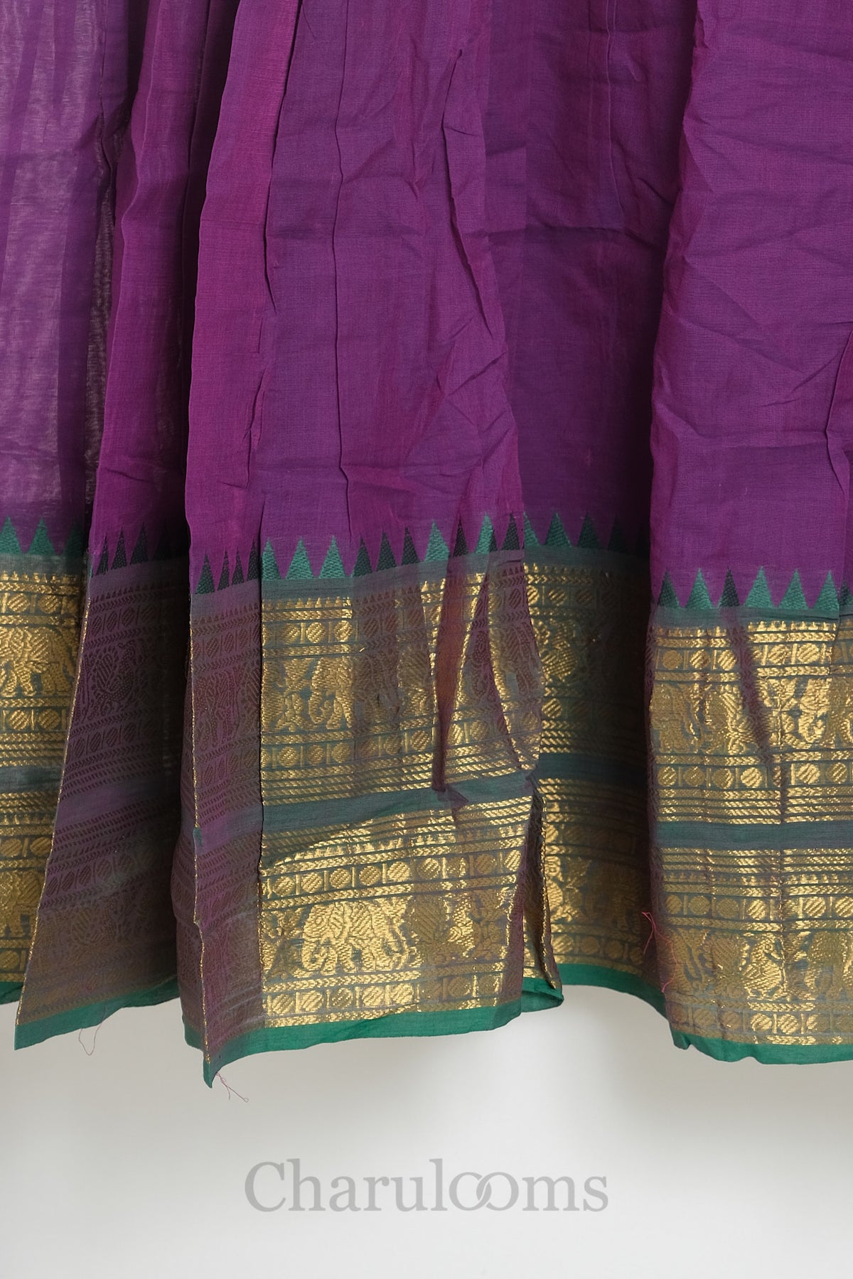 Purple & Green Kanchi Cotton Dhavani Set