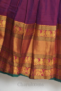 Purple & Green Narayanpet Cotton Dhavani Set