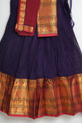 Deep Purple & Maroon Narayanpet Cotton Dhavani Set