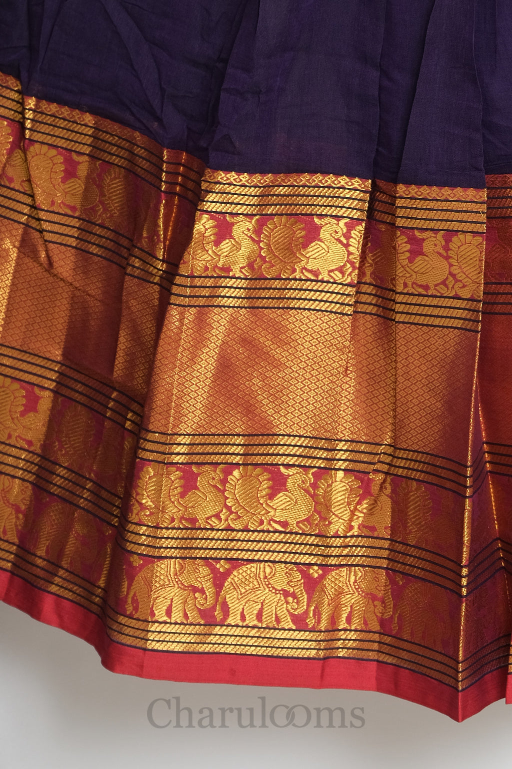Deep Purple & Maroon Narayanpet Cotton Dhavani Set
