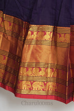Deep Purple & Maroon Narayanpet Cotton Dhavani Set