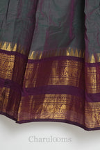 Dual-Tone Grey Purple Kanchi Cotton Dhavani Set