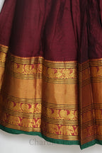 Maroon & Bottle Green Narayanpet Cotton Dhavani Set