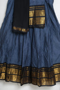 Steel Blue & Black Kanchi Cotton Dhavani Set
