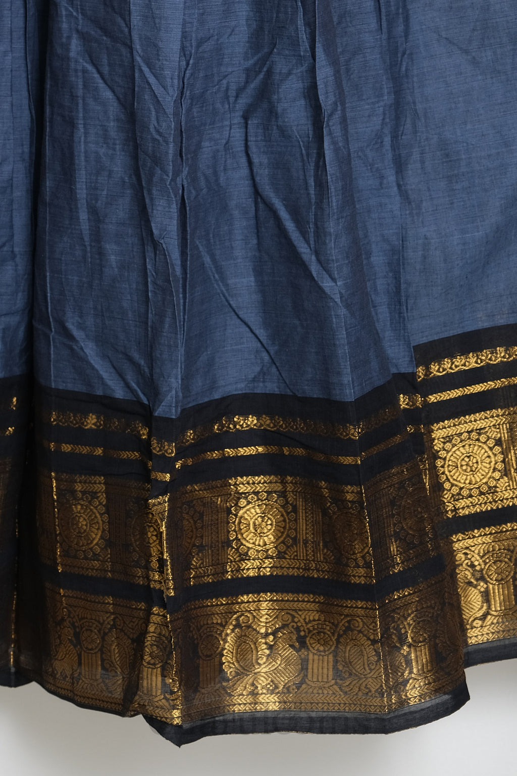 Steel Blue & Black Kanchi Cotton Dhavani Set