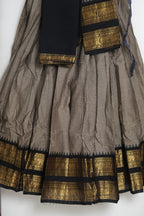 Taupe Grey & Black Kanchi Cotton Dhavani Set