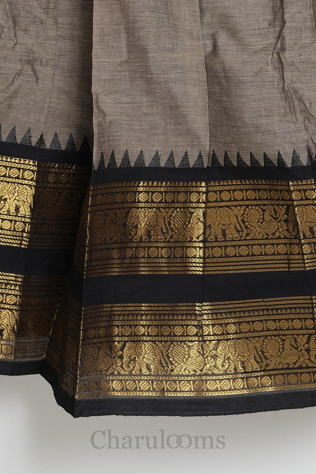Taupe Grey & Black Kanchi Cotton Dhavani Set