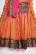 Orange & Pink Narayanpet Cotton Dhavani Set