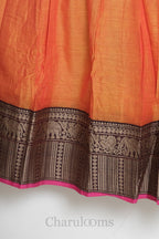Orange & Pink Narayanpet Cotton Dhavani Set