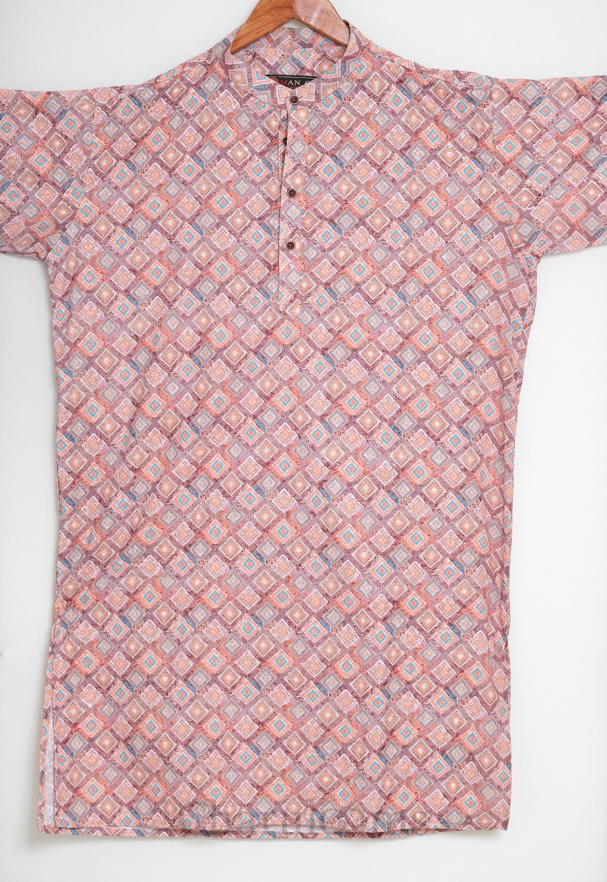 Multicolour Geometric Print Men’s Kurta