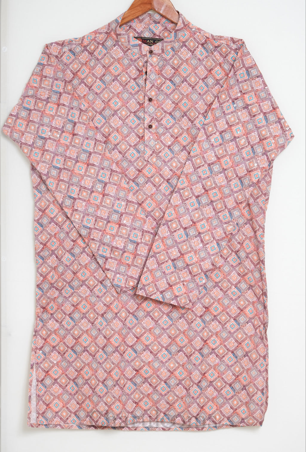 Multicolour Geometric Print Men’s Kurta