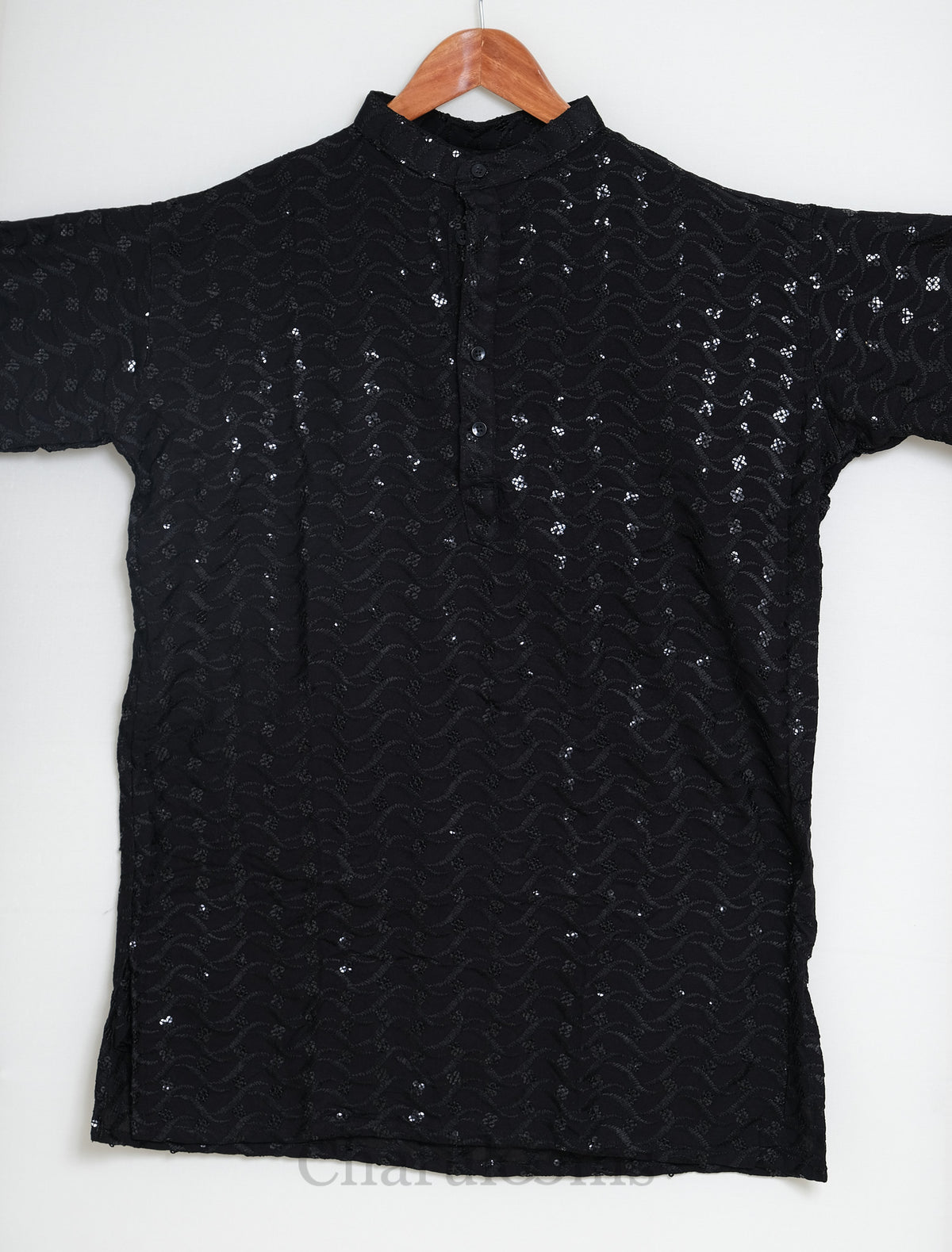 Black Sequin Embroidered Men’s Kurta