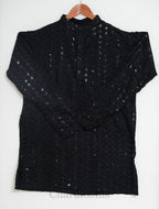 Black Sequin Embroidered Men’s Kurta