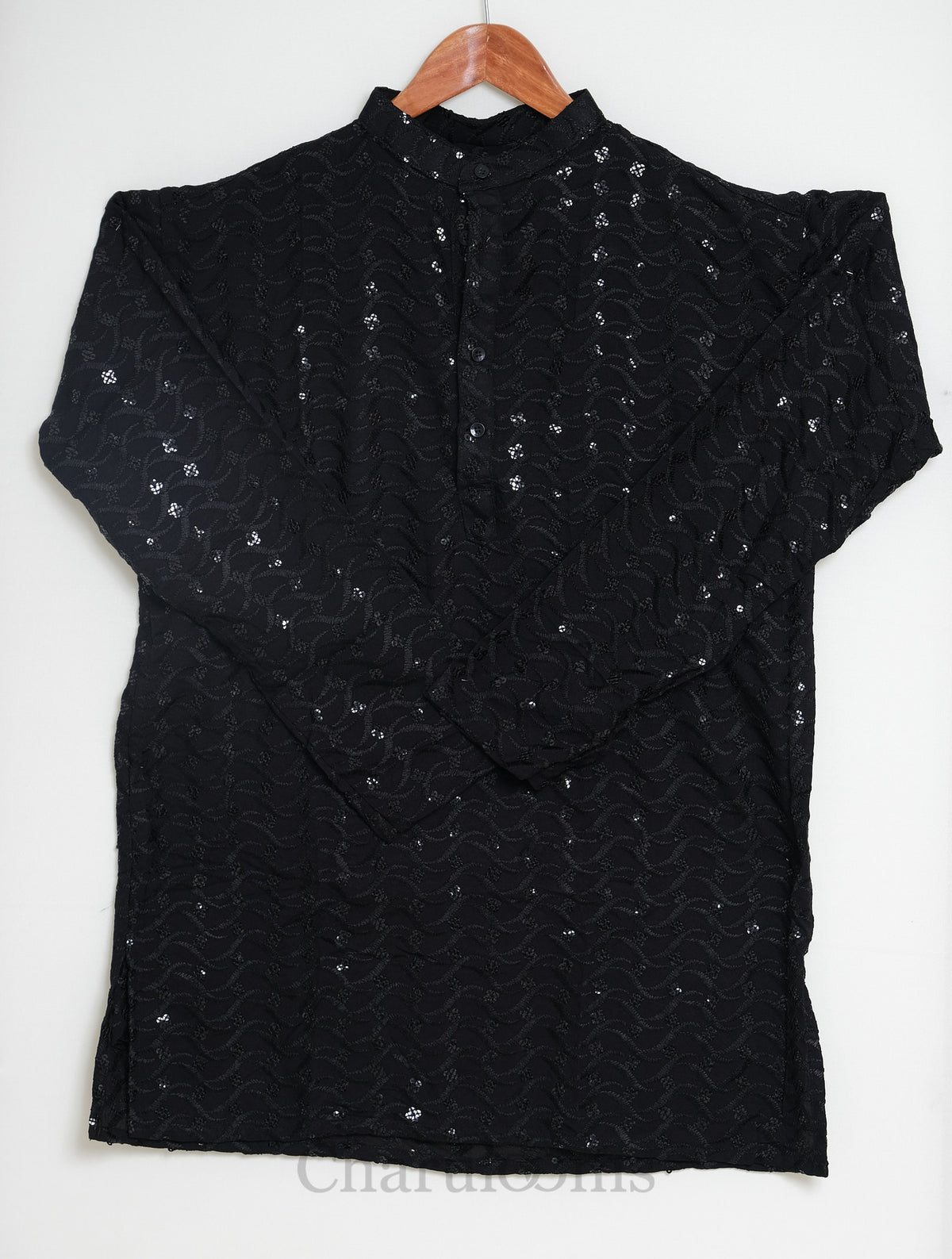Black Sequin Embroidered Men’s Kurta