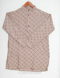Beige & Gold Geometric Embroidered Men’s Kurta
