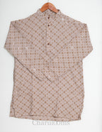 Beige & Gold Geometric Embroidered Men’s Kurta