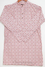Pink &amp; Green Geometric Print Men’s Short-Sleeve Kurta