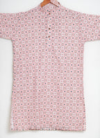 Pink &amp; Green Geometric Print Men’s Short-Sleeve Kurta