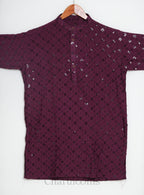 Wine Embellished Men’s Kurta