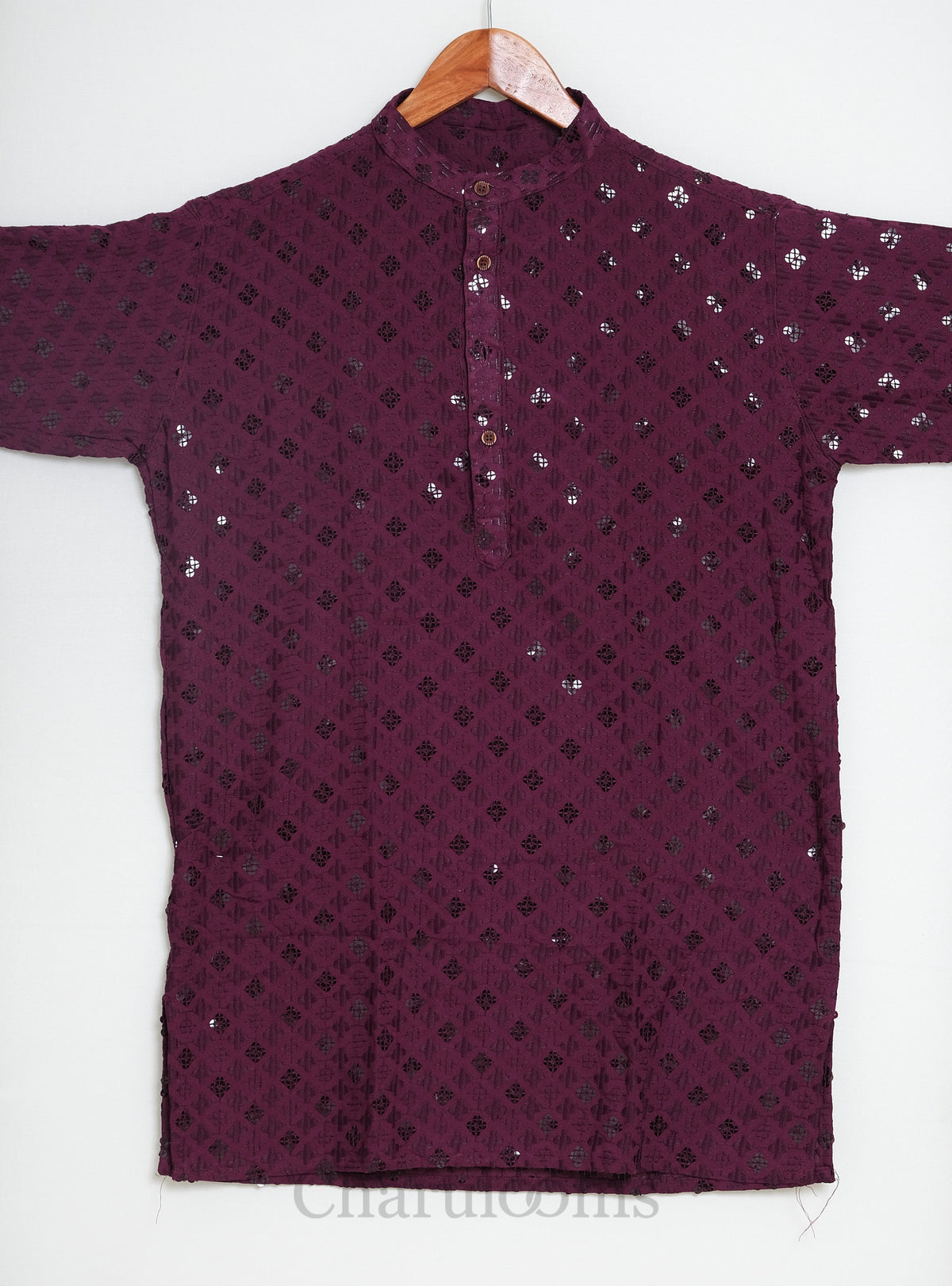 Wine Embellished Men’s Kurta