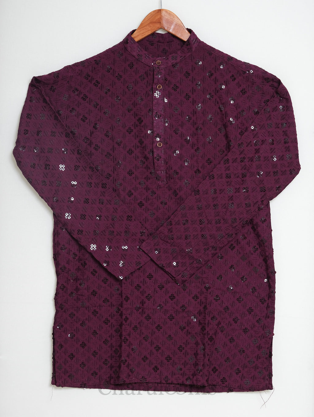 Wine Embellished Men’s Kurta