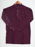 Wine Embellished Men’s Kurta