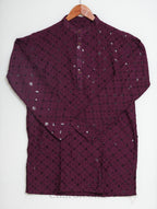 Wine Embellished Men’s Kurta