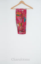 Fuchsia Pink Multicolour Floral Semi Raw Silk Co-ord Set