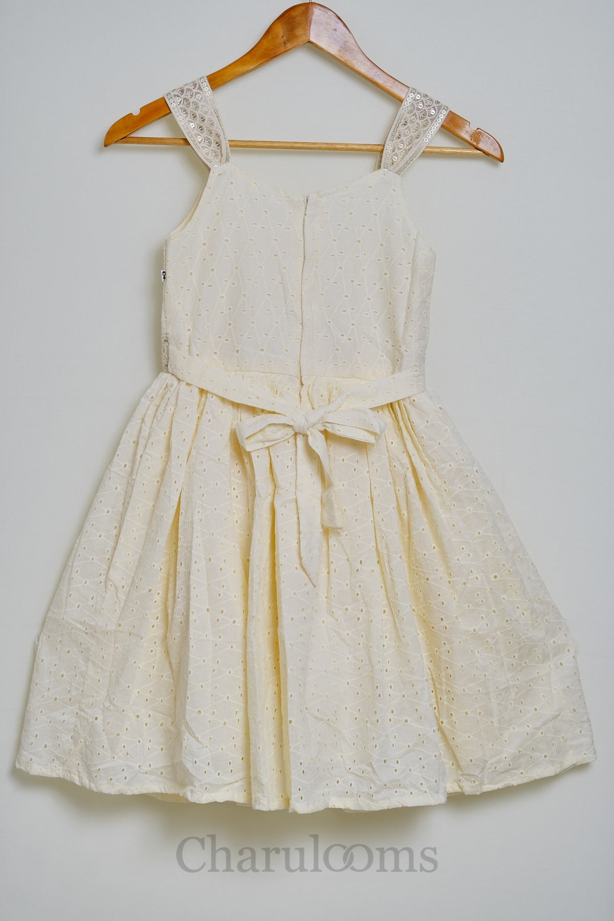 Girls Ivory Eyelet Embroidered Party Dress