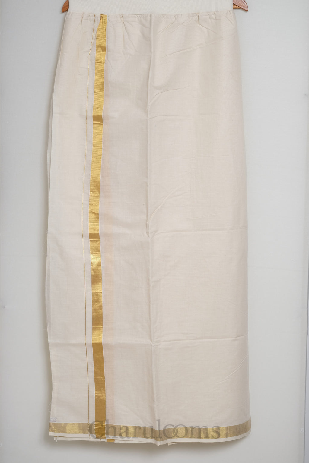 Ivory &amp; Gold Elastic Waist Stitched Men’s Mundu