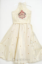 Ivory & Gold Embroidered Pattu Pavada Set