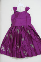 Magenta Bird Embroidered Pattu Pavada