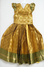 Gold & Olive Green Pattu Pavada with Dupatta