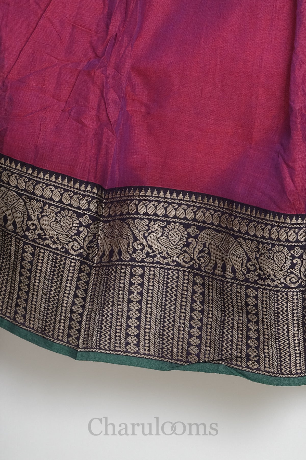 Magenta Pink & Bottle Green Narayanpet Cotton Dhavani Set
